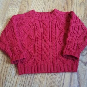 Old Navy Holiday Red Cable knit Cotton Sweater 12-18 month